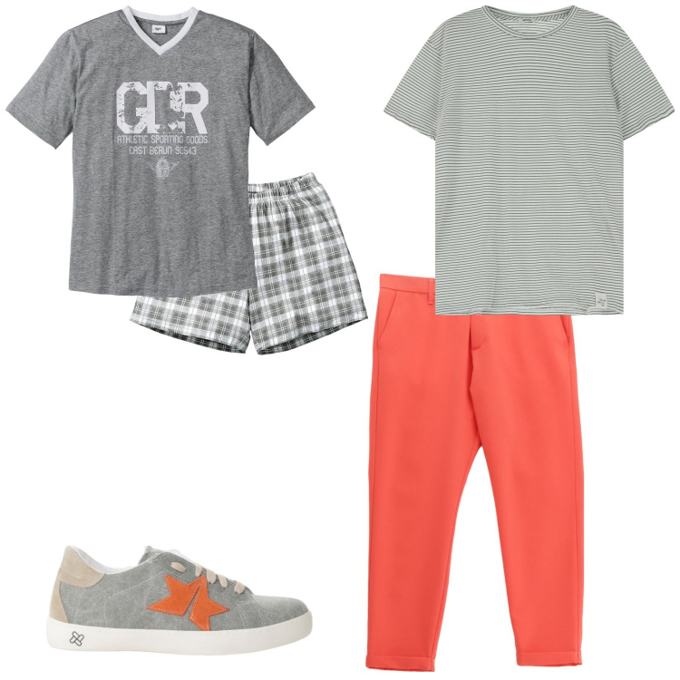 Outfit uomo - Total look #2231817. Stile Casual per Tutti i giorni. Abbinamento con abbigliamento da notte, t-shirt, pantaloni, sneakers.