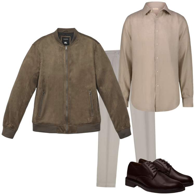 Outfit uomo - Basic serale. Stile Trendy per Serata speciale. Abbinamento con giacche, scarpe stringate, camicie, pantaloni.