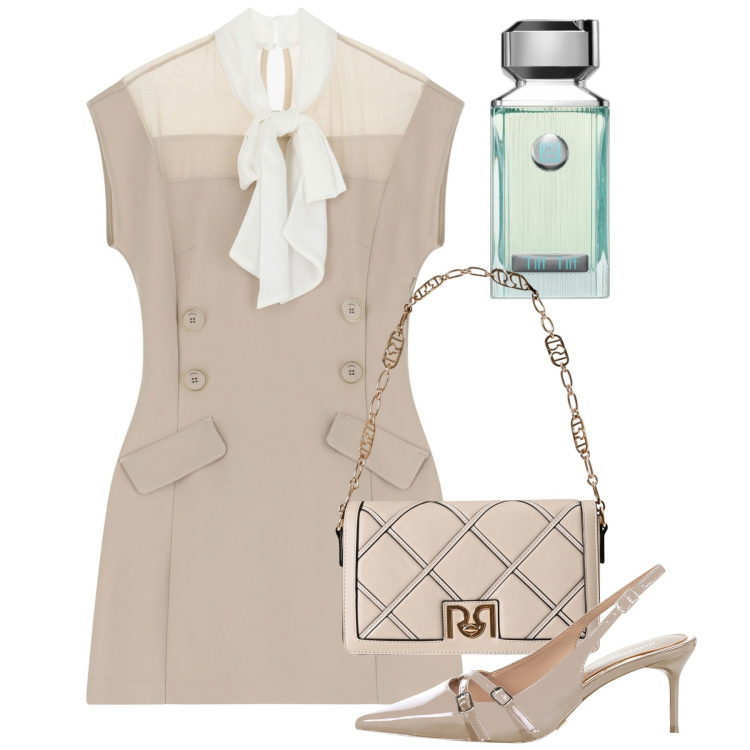 Outfit donna - Rientro in ufficio. Stile Bon Ton per Ufficio. Abbinamento con profumi, borse a tracolla, décolleté, vestiti corti.