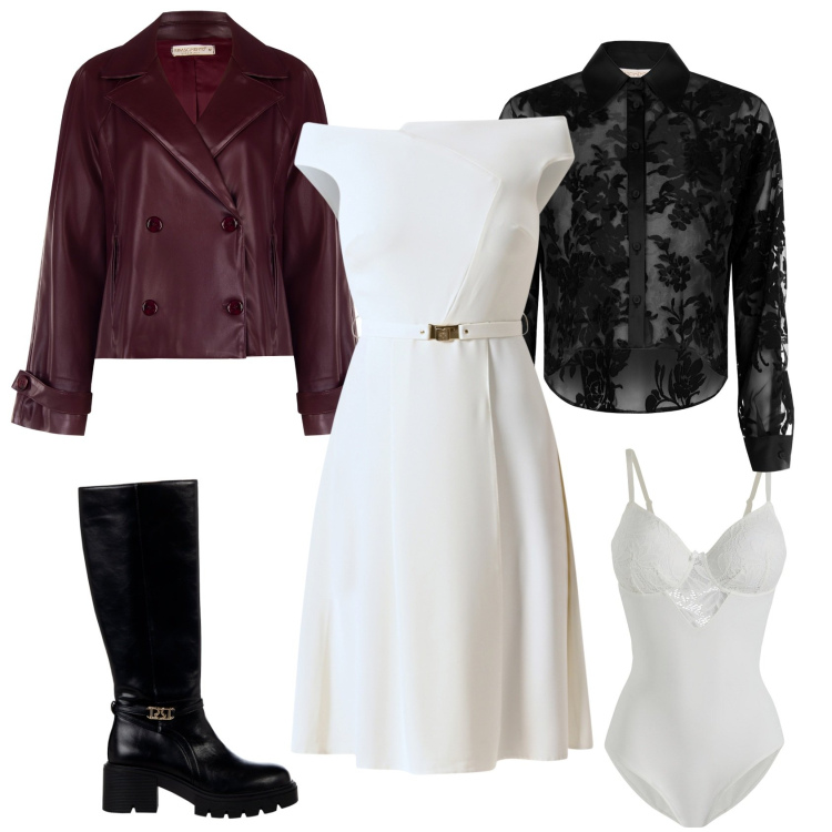 Outfit donna - Total look #2231933. Stile Chic per Serata fuori. Abbinamento con body, vestiti, camicie, giacche, stivali sopra il ginocchio.