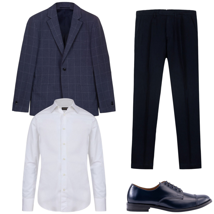 Outfit uomo - Total look #2232320. Stile Business/Elegante per Ufficio. Abbinamento con giacche, pantaloni, scarpe stringate, camicie.