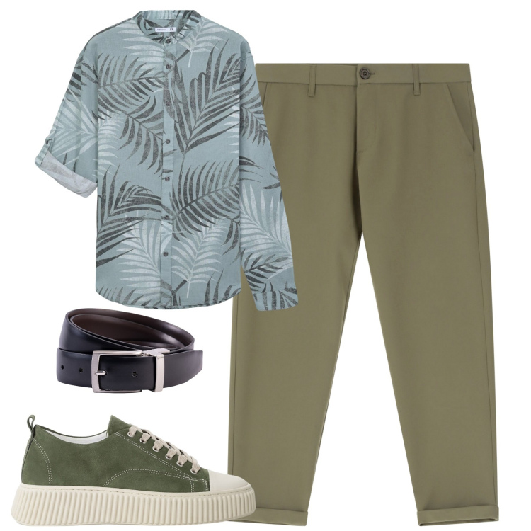 Outfit uomo - City. Stile Urban per Tutti i giorni. Abbinamento con camicie, pantaloni chino, sneakers, cinture.