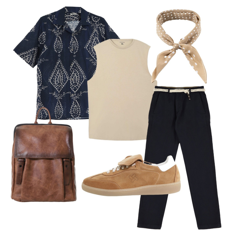 Outfit uomo - Canotta con stile!. Stile Urban per Tutti i giorni. Abbinamento con canottiere, sneakers, pantaloni chino, borse sportive, camicie a manica corta, sciarpe e foulard.