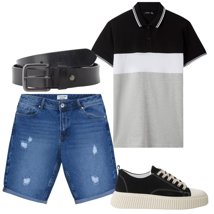 Outfit uomo - La polo. Stile Casual per Tutti i giorni. Abbinamento con bermuda, polo, sneakers, cinture.