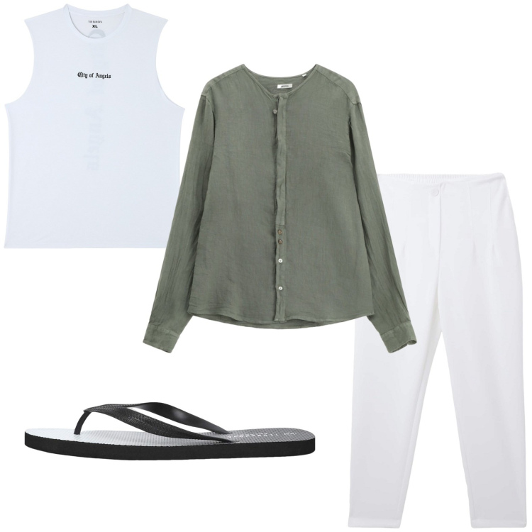 Outfit uomo - Canotte con stile. Stile Trendy per Tutti i giorni. Abbinamento con canottiere, pantaloni chino, sandali, camicie.