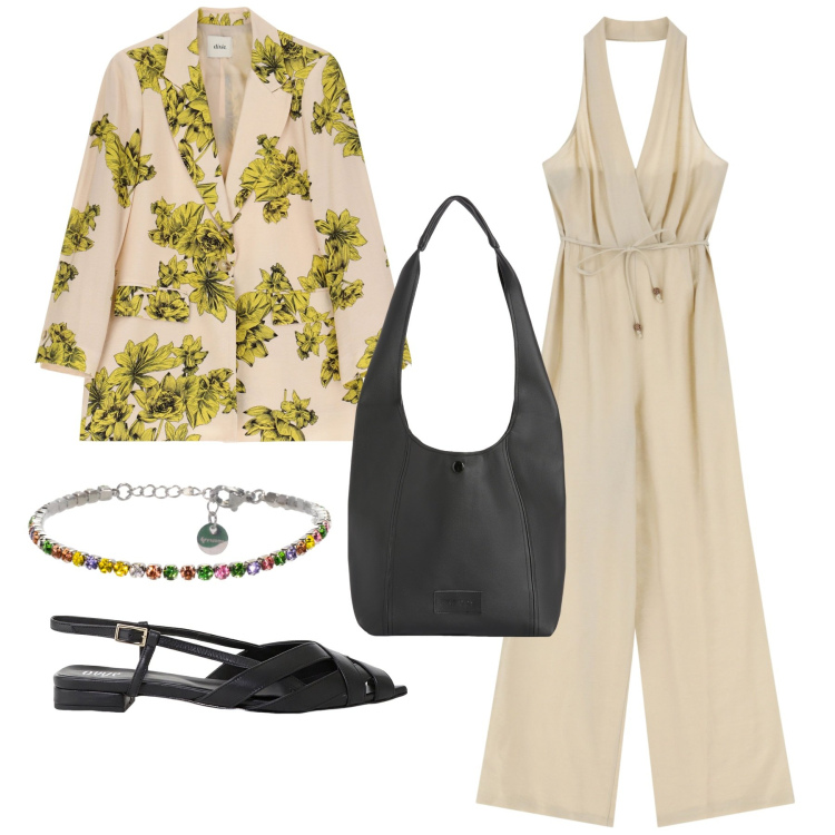 Outfit donna - Total look #2232959. Stile Etnico per Serata fuori. Abbinamento con sandali, blazer, tute, borse a spalla, braccialetti.