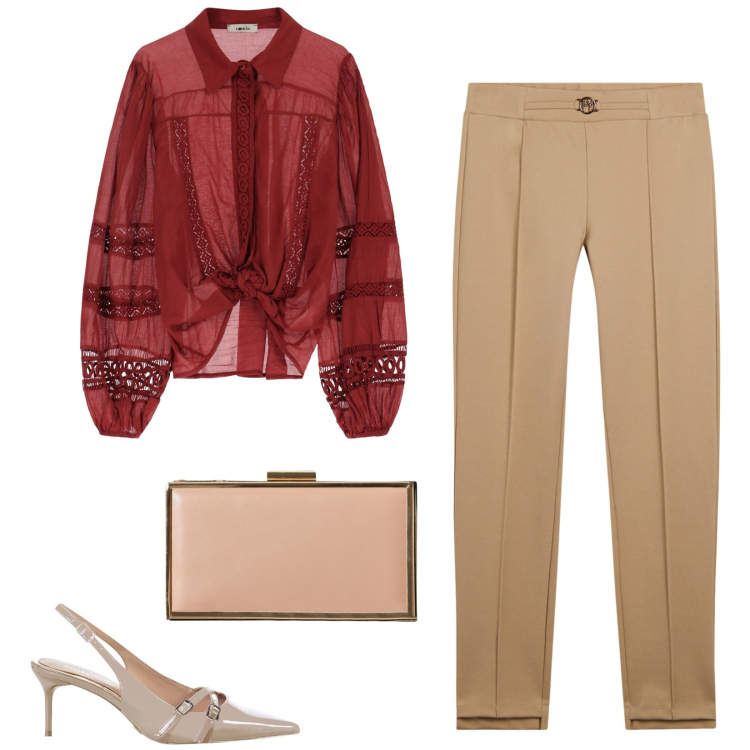 Outfit donna - Total look #2233019. Stile Chic per Serata fuori. Abbinamento con pochette, décolleté, pantaloni, camicie.