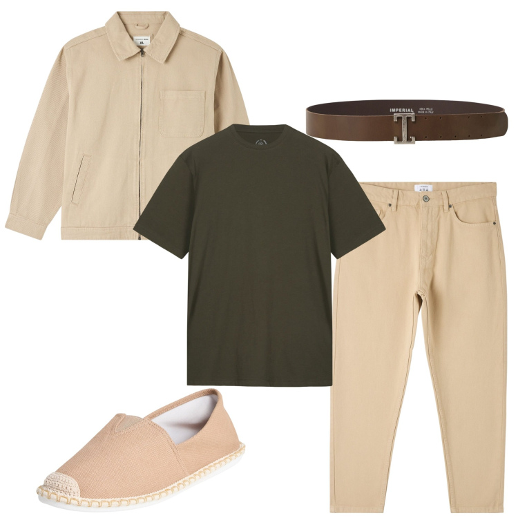 Outfit uomo - Giubbino leggero per le notti al mare. Stile Casual per Mare. Abbinamento con pantaloni, giacche, espadrillas, cinture, t-shirt.
