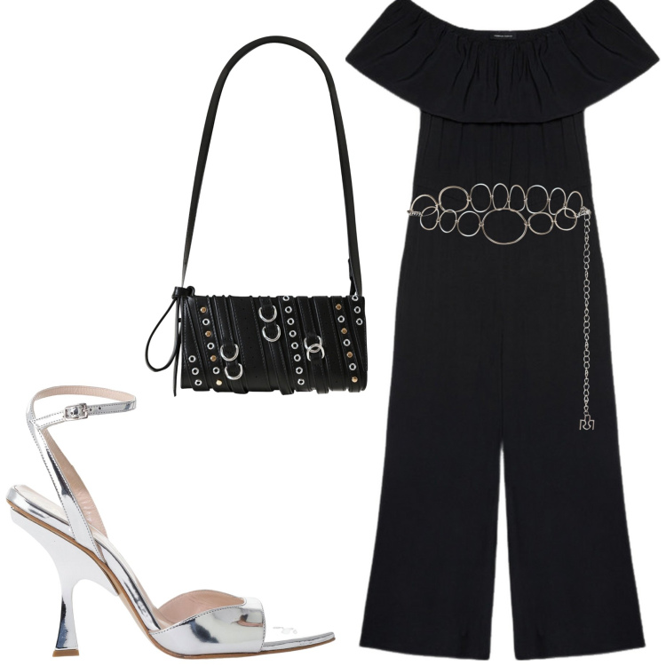 Outfit donna - Ultimi giorni di vacanza. Stile Casual chic per Serata fuori. Abbinamento con cinture, borse a spalla, décolleté, tute.