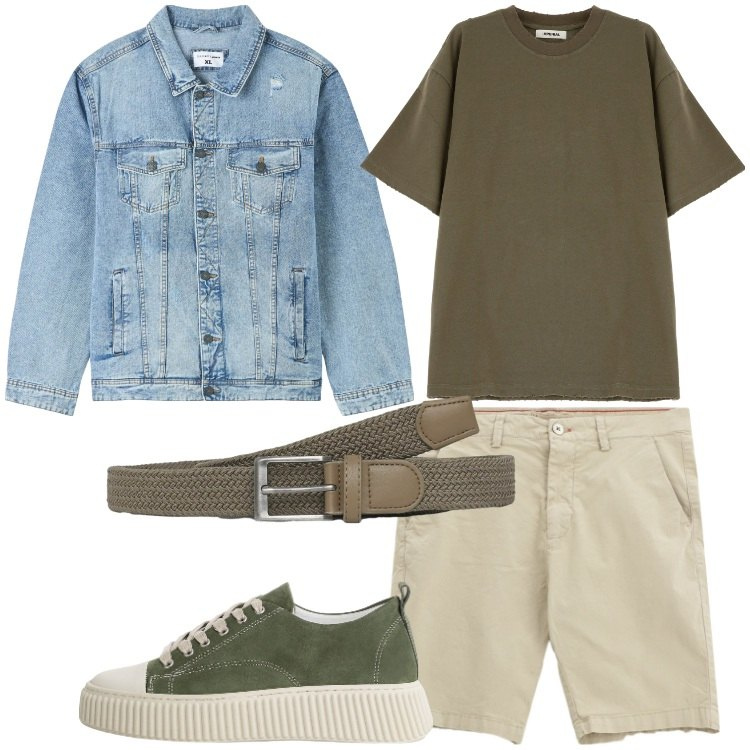 Outfit uomo - Giubbino leggero per le notti al mare. Stile Casual per Serata speciale. Abbinamento con giacche, cinture, sneakers, t-shirt, bermuda.