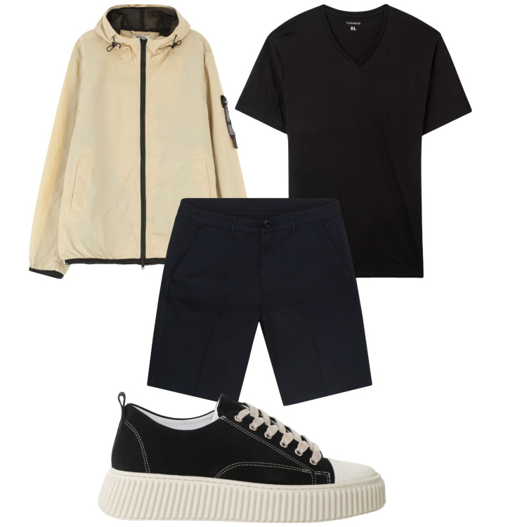 Outfit uomo - Total look #2233248. Stile Casual per Sport. Abbinamento con t-shirt, sneakers, giacche, bermuda.