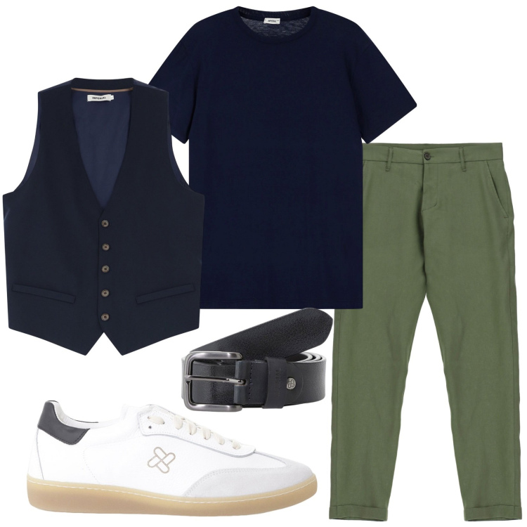 Outfit uomo - Saldi Imperial. Stile Casual per Tutti i giorni. Abbinamento con gilet, t-shirt, sneakers, cinture, pantaloni.