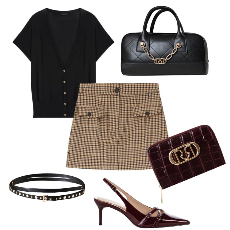 Outfit donna - Look passpartout fine estate. Stile Glamour per Tutti i giorni. Abbinamento con décolleté, portafogli, borse a mano, cinture, gonne, cardigans.