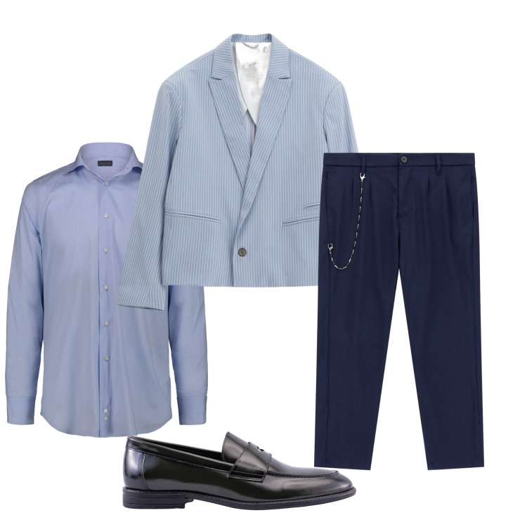 Outfit uomo - Giacca e pantaloni. Stile Business/Elegante per Tutti i giorni. Abbinamento con giacche, pantaloni, camicie, scarpe stringate.
