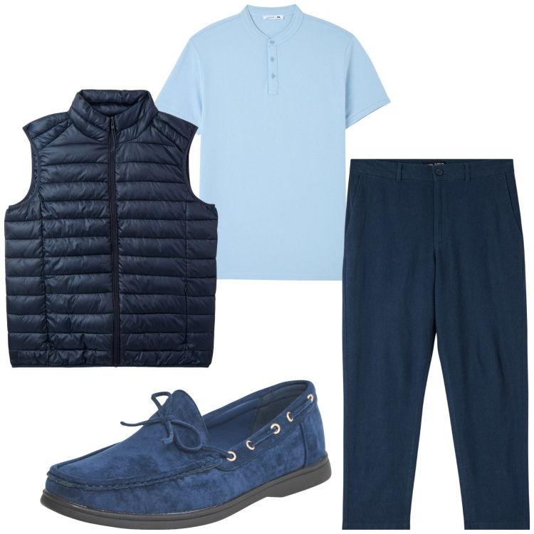 Outfit uomo - Total look #2233463. Stile Casual per Tutti i giorni. Abbinamento con t-shirt, scarpe stringate, pantaloni, piumini.