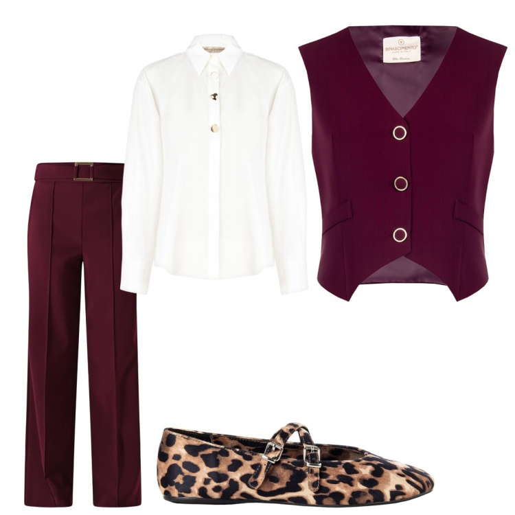 Outfit donna - Rientro con stile. Stile Bon Ton per Ufficio. Abbinamento con gilet, camicie, pantaloni, ballerine.