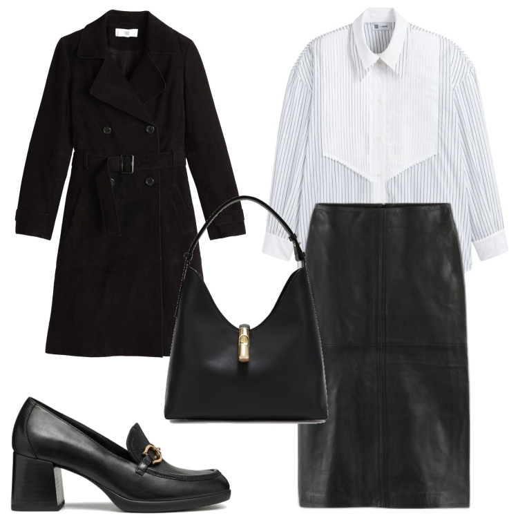 Outfit mujer - Urban style. Estilo Urban para Oficina. Combinación con camisas, trench, faldas largas, mocasines, bolsos de mano.