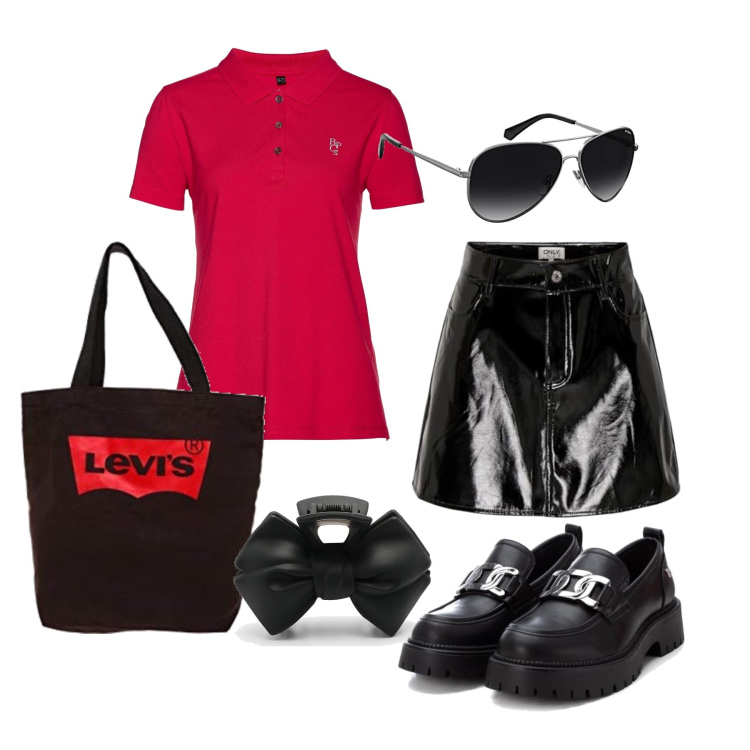 Outfit femme - Août. Style Urban pour Tous les jours. Assortir avec polos, lunettes de soleil, jupes, mocassins, accessoires pour cheveux, sacs tote.