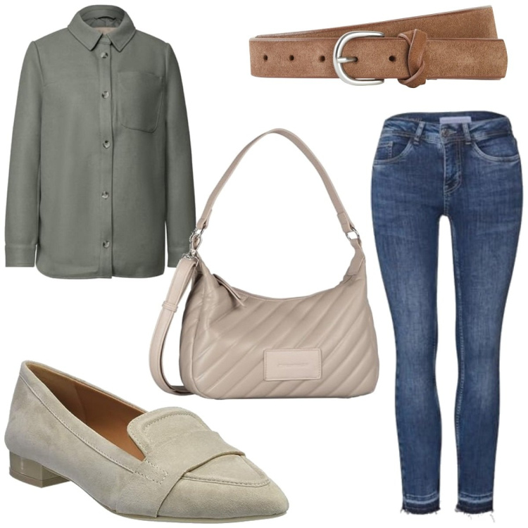 Outfit femme - Basique #4472. Style Basique pour Tous les jours. Assortir avec ceintures, ballerines, chemisiers, jeans, sacs en bandoulière.