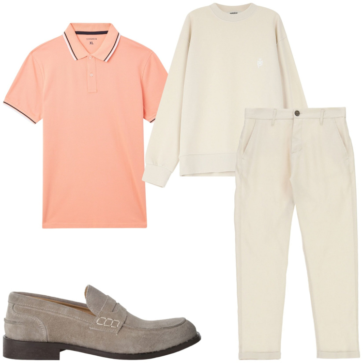 Outfit uomo - Total look #2233513. Stile Casual per Ufficio. Abbinamento con polo, scarpe stringate, pantaloni, felpe.
