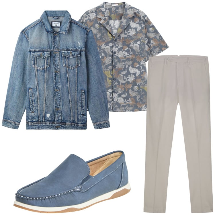 Outfit uomo - Total look #2233557. Stile Casual per Tutti i giorni. Abbinamento con scarpe stringate, giacche, camicie a manica corta, pantaloni.