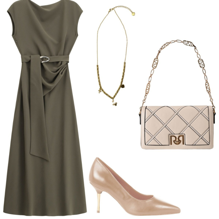 Outfit donna - Rientro con stile. Stile Casual chic per Scuola/Università. Abbinamento con décolleté, borse a tracolla, vestiti lunghi, ciondoli.