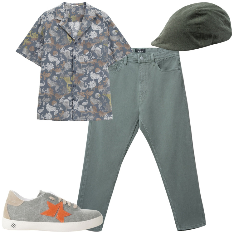 Outfit uomo - Total look #2233661. Stile Casual per Tutti i giorni. Abbinamento con jeans, sneakers, camicie a manica corta, cappelli con visiera.