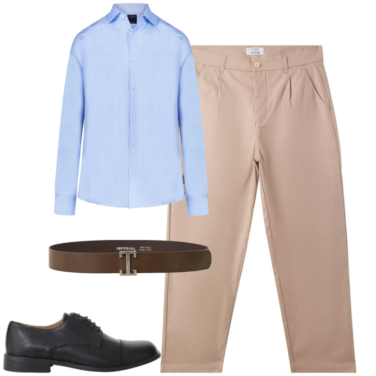 Outfit uomo - Total look #2233662. Stile Business/Elegante per Tutti i giorni. Abbinamento con pantaloni chino, cinture, scarpe stringate, camicie.