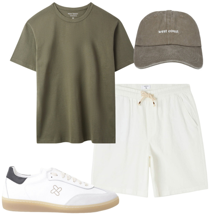 Outfit uomo - Total look #2233675. Stile Casual per Tutti i giorni. Abbinamento con shorts, cappelli, t-shirt, sneakers.