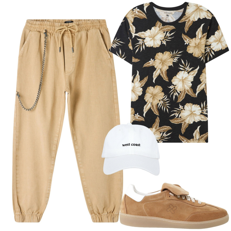 Outfit uomo - Total look #2233687. Stile Casual per Tutti i giorni. Abbinamento con pantaloni sportivi, t-shirt, cappelli, sneakers.