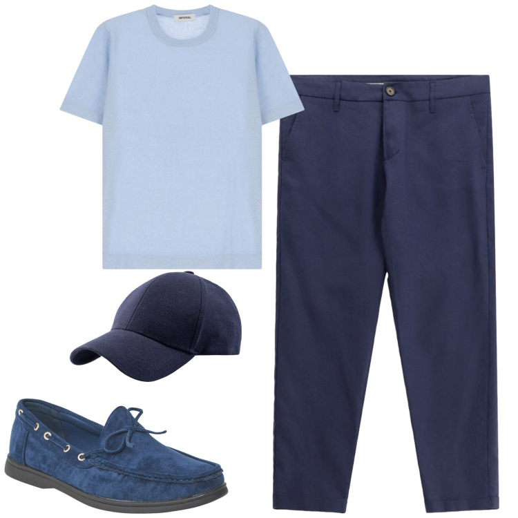 Outfit uomo - Total look #2233705. Stile Casual per Tutti i giorni. Abbinamento con scarpe stringate, pantaloni, maglieria, cappelli con visiera.