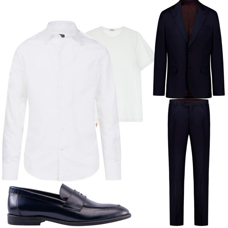 Outfit uomo - Cerimonia. Stile Business/Elegante per Cerimonia. Abbinamento con t-shirt, camicie, scarpe stringate, abiti.