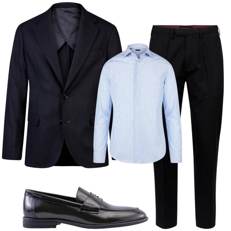 Outfit uomo - Total look #2233723. Stile Business/Elegante per Ufficio. Abbinamento con pantaloni, giacche, camicie, scarpe stringate.