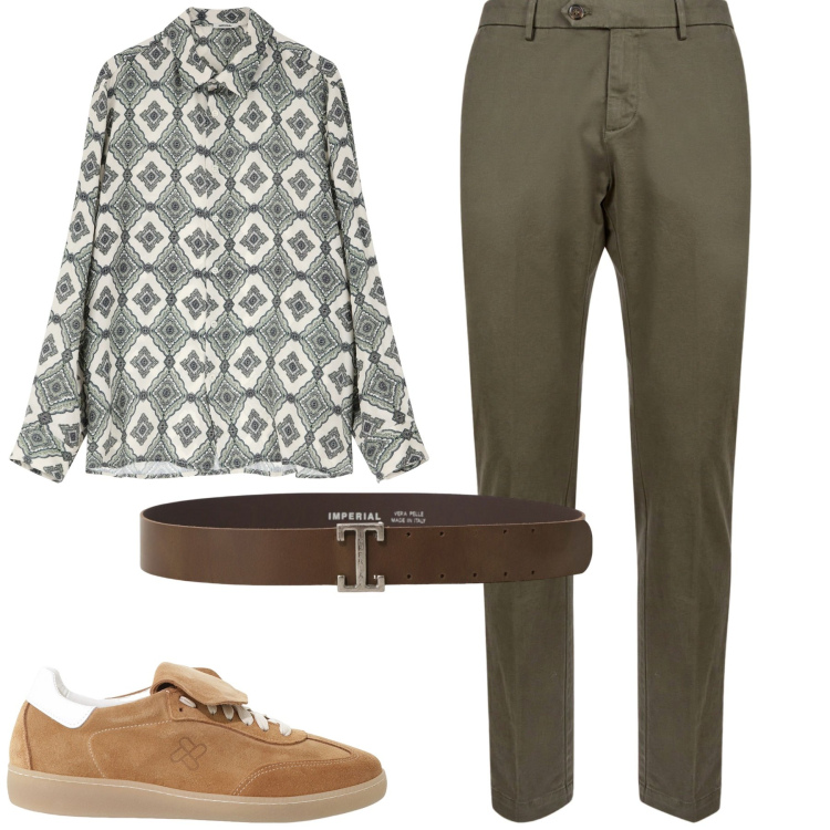 Outfit uomo - Total look #2233752. Stile Urban per Tutti i giorni. Abbinamento con camicie, cinture, sneakers, pantaloni chino.