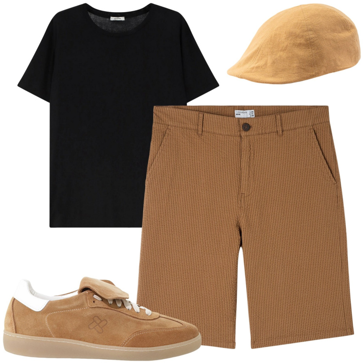 Outfit uomo - Total look #2233755. Stile Casual per Tutti i giorni. Abbinamento con bermuda, t-shirt, sneakers, cappelli con visiera.