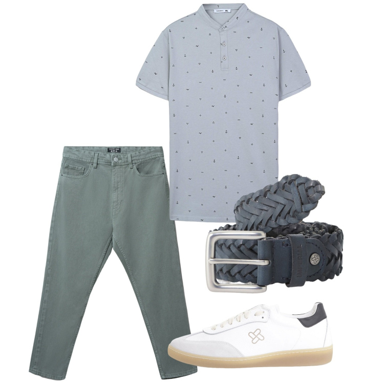 Outfit uomo - City. Stile Casual per Tutti i giorni. Abbinamento con t-shirt, jeans, cinture, sneakers.