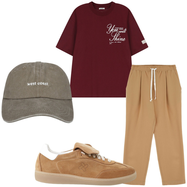Outfit uomo - Total look #2233791. Stile Casual per Tutti i giorni. Abbinamento con cappelli, sneakers, pantaloni, t-shirt.