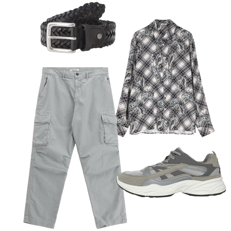 Outfit uomo - Agosto di chi ha una vita. Stile Casual per Tutti i giorni. Abbinamento con sneakers, camicie, cinture, pantaloni cargo.