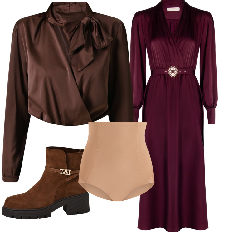 Outfit donna - Evento in montagna. Stile Glamour per Serata fuori. Abbinamento con vestiti midi/longuette, culotte, body, stivaletti.