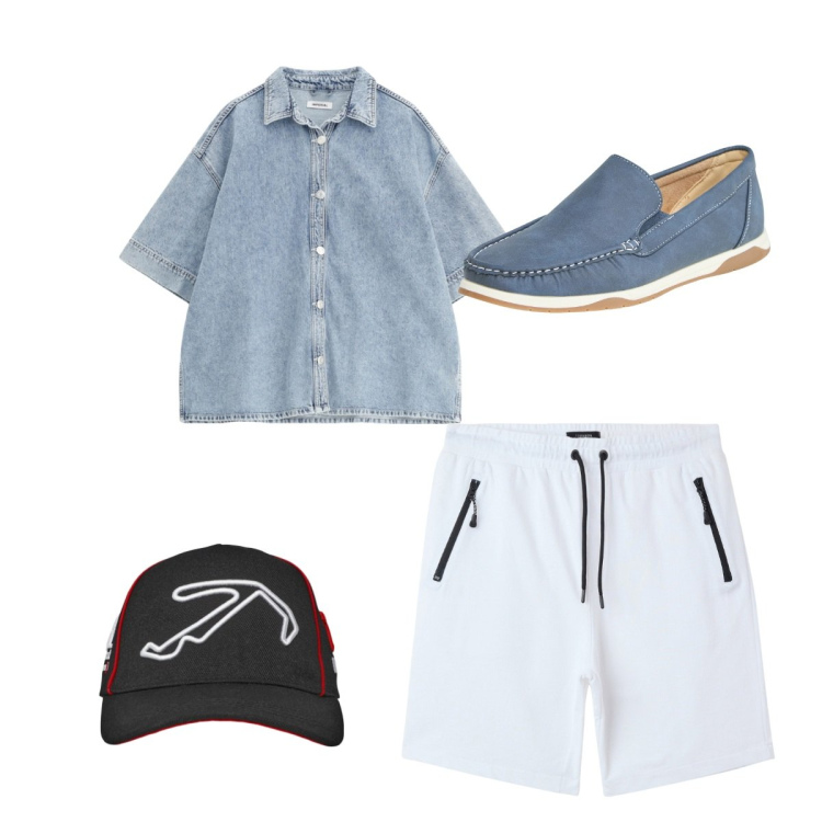 Outfit uomo - Total look city. Stile Casual per Tutti i giorni. Abbinamento con scarpe stringate, bermuda, cappelli, camicie a manica corta.