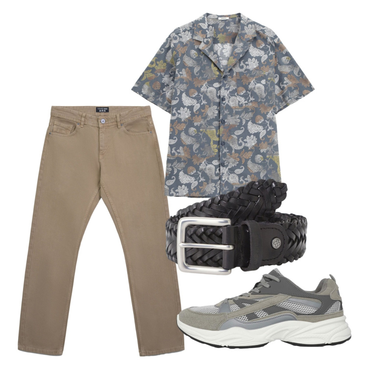 Outfit uomo - Agosto. Stile Casual per Tutti i giorni. Abbinamento con sneakers, jeans, cinture, camicie a manica corta.