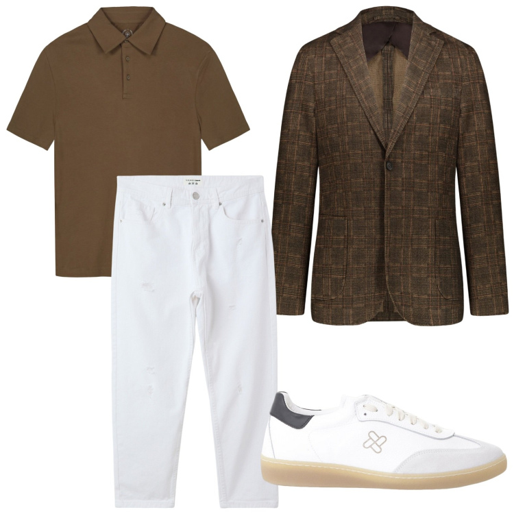 Outfit uomo - Mood British. Stile Casual per Serata speciale. Abbinamento con jeans strappati, sneakers, giacche, polo.