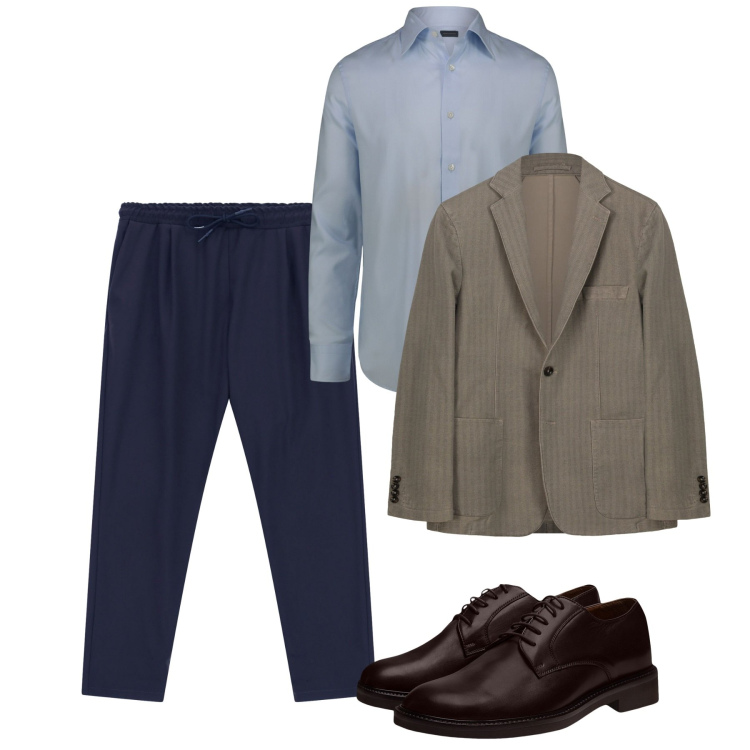Outfit uomo - In ufficio ad agosto. Stile Casual per Ufficio. Abbinamento con pantaloni, giacche, scarpe stringate, camicie.