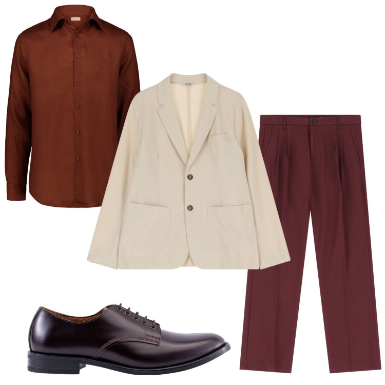 Outfit uomo - Classico casual. Stile Casual per Ufficio. Abbinamento con giacche, pantaloni, scarpe stringate, camicie.