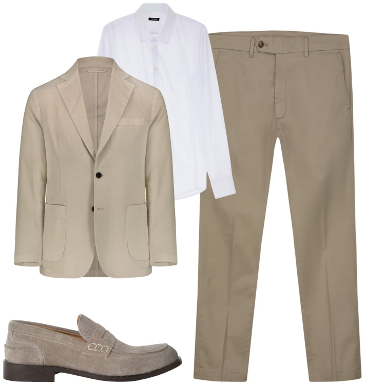 Outfit uomo - In città. Stile Business/Elegante per Serata speciale. Abbinamento con scarpe stringate, camicie, pantaloni chino, giacche.
