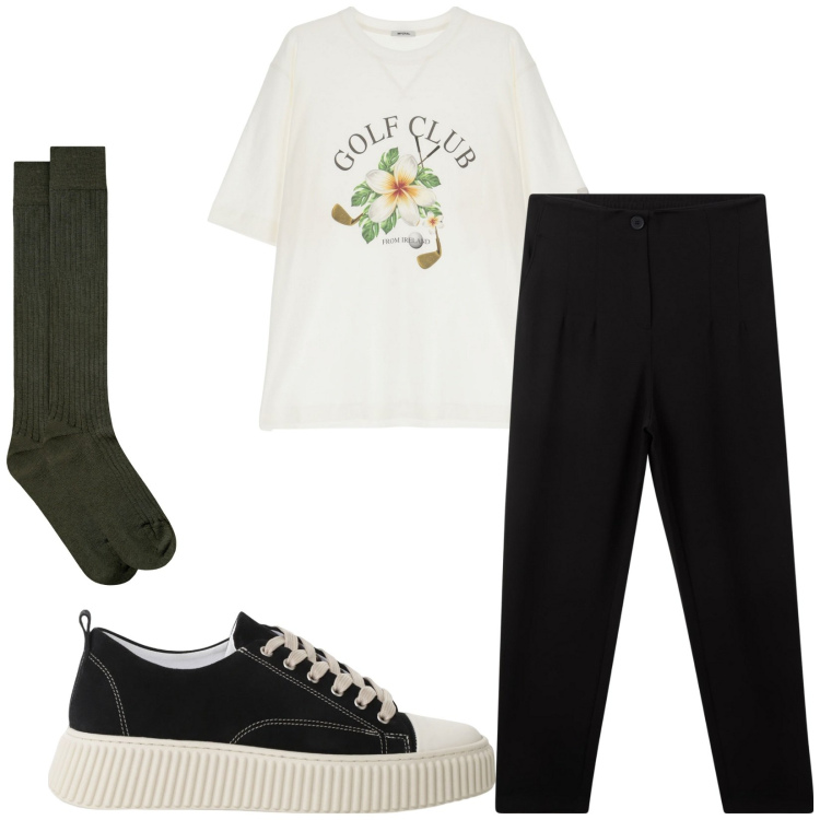Outfit uomo - Total look #2233946. Stile Casual per Tutti i giorni. Abbinamento con pantaloni chino, sneakers, t-shirt, calzini.