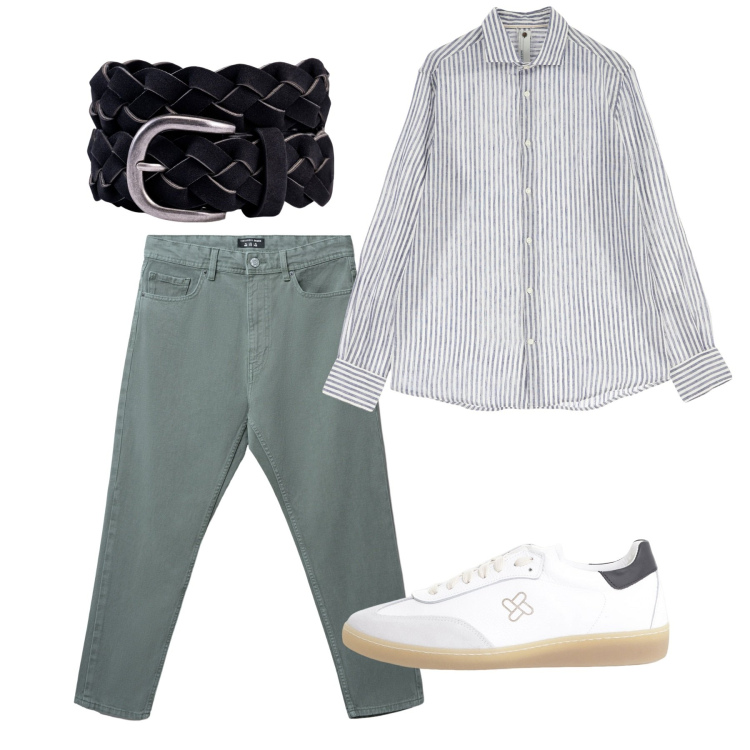 Outfit uomo - Agosto. Stile Casual per Tutti i giorni. Abbinamento con jeans, camicie, sneakers, cinture.