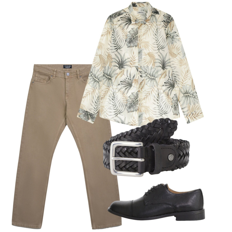 Outfit uomo - Agosto. Stile Casual per Tutti i giorni. Abbinamento con jeans, cinture, camicie, scarpe stringate.