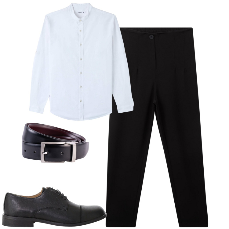 Outfit uomo - Agosto. Stile Business/Elegante per Ufficio. Abbinamento con camicie, pantaloni chino, scarpe stringate, cinture.