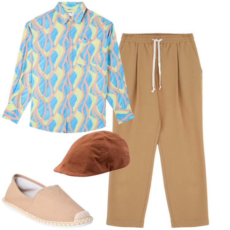 Outfit uomo - Total look #2234038. Stile Urban per Tutti i giorni. Abbinamento con espadrillas, camicie, pantaloni, cappelli con visiera.